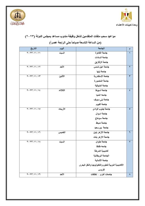 يعلن مجلس الدولة عن قبول طلبات التعيين في وظيفة مندوب مساعد