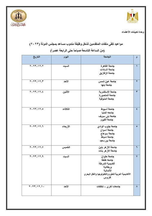 يعلن مجلس الدولة عن قبول طلبات التعيين في وظيفة مندوب مساعد